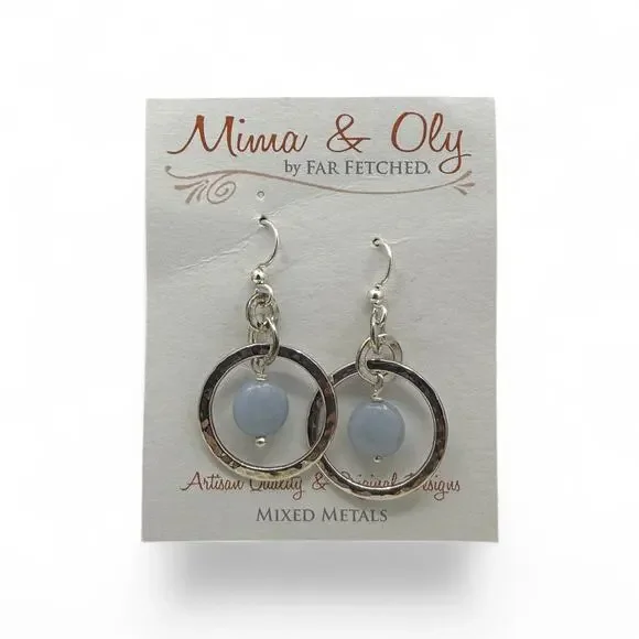 Far Fetched Entwined Circles Angelite Dangle Earrings Silver Plated Mima Oly NEW - Picture 4 of 4